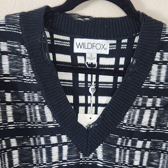 Wildfox Reese Ritzy Fringe Hem Sweater in Black and White NWT Size Small - Picture 8 of 16